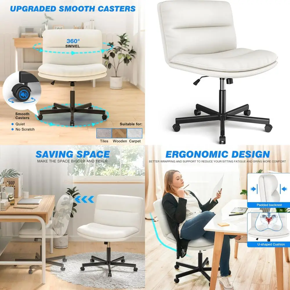 

Регулируемое кресло без подлокотников с мягким сиденьем, белое кожаное кресло для туалетного столика и макияжа