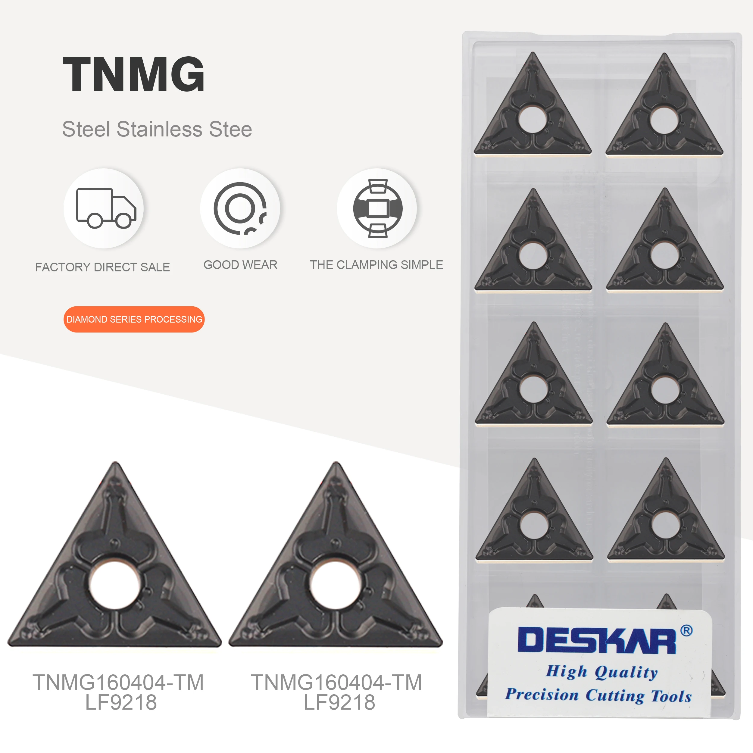 

TNMG160404 TNMG160408 TNMG160412 TM CQ HQ PM R-S L-S LF9218 DESKAR Original CNC lathe tool tool steel carbide insert