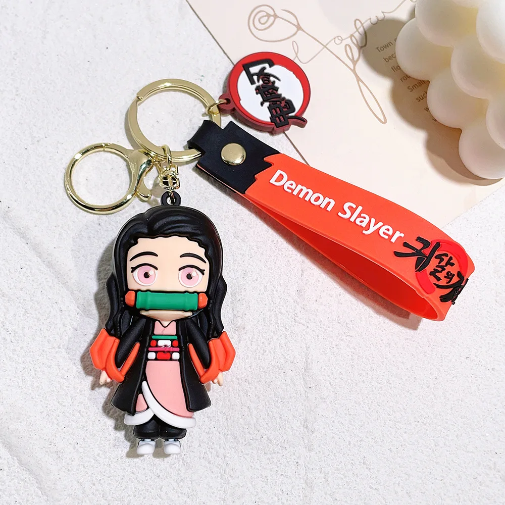 Halloween Dämon Slayer Anime Figur Puppe Schlüsselbund Kreative Rucksack Auto Schlüsselring Cartoon Paar Spielzeug Weihnachten Geschenke