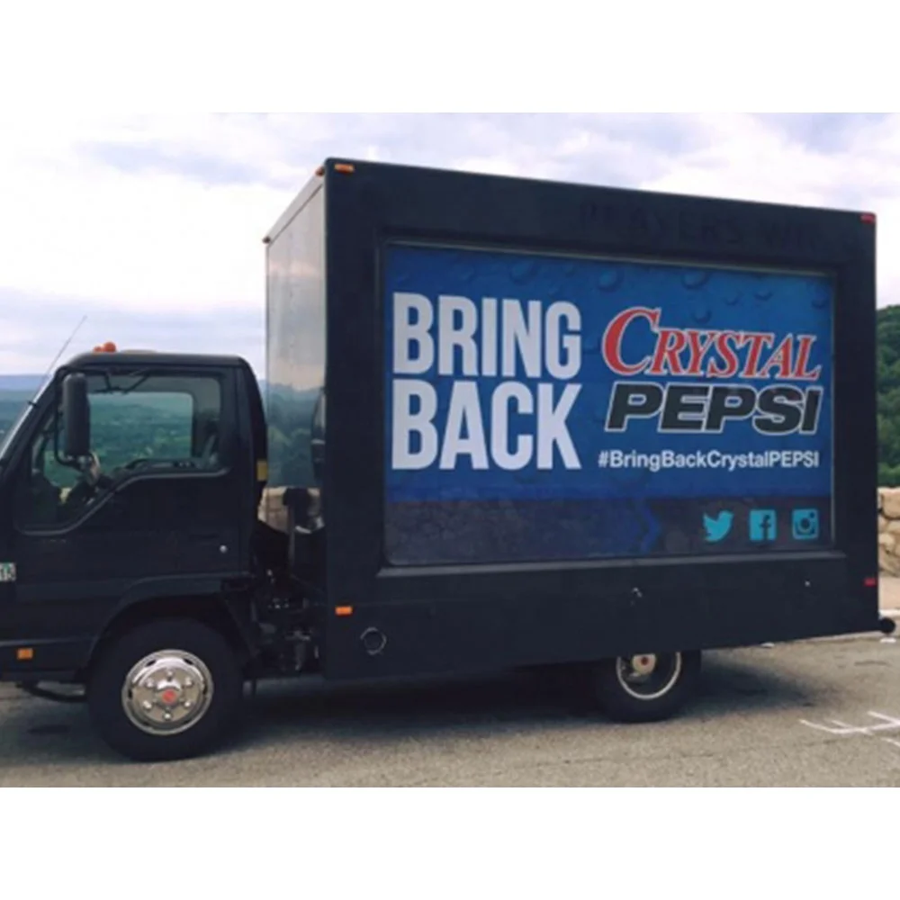Tampilan Iklan Layar Led Tanda Van Panel Digital Seluler Raksasa Luar Ruangan Pada Kendaraan Truk