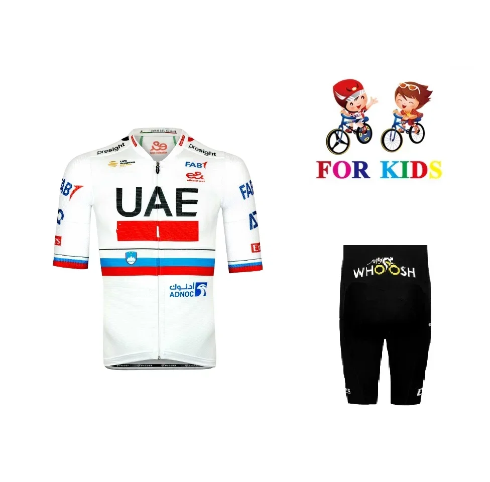 KID'S 2024 UAE TEAM SLOVENIA Children Cycling Jersey Short Sleeve Bicycle Clothing With Shorts Ropa Ciclismo