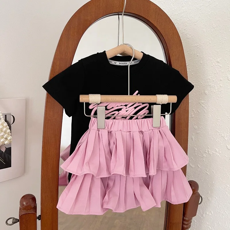 Girls Clothes Sets Summer Short Sleeve T-shirt+Skirt Children Casual Costumes Kids Clothes Two Piece Set Toddler Girl Clothes