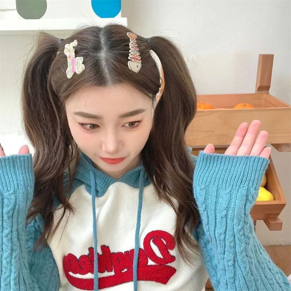 مشبك شعر كلب كرتوني ، إكسسوارات شعر لطيفة ، مشبك من الأكريليك ، أداة تصفيف الشعر ، على الطراز الكوري ، مشبك شعر مكسور