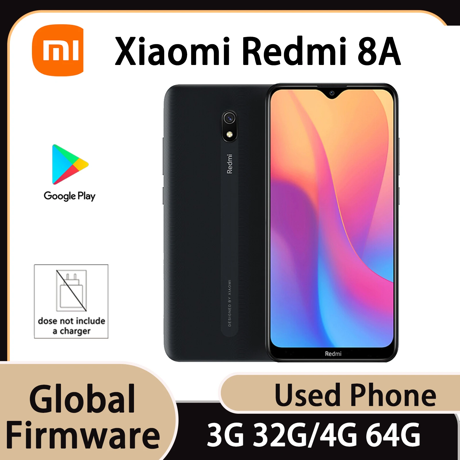 Global Firmware Xiaomi Redmi 8A Smartphone 5000mAh Snapdargon 439 1520x720px 12MP 3.5mm Earphone Jack Used Phone No Charger