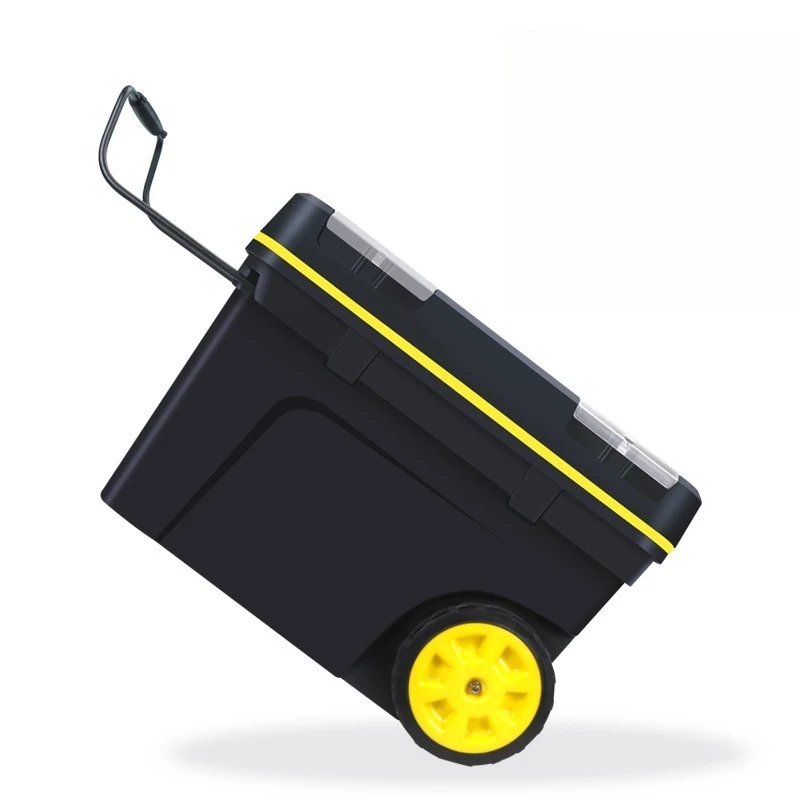 2025Handle and Wheels Portable Outdoor Plastic Tool Box Multifunctional household toolbox