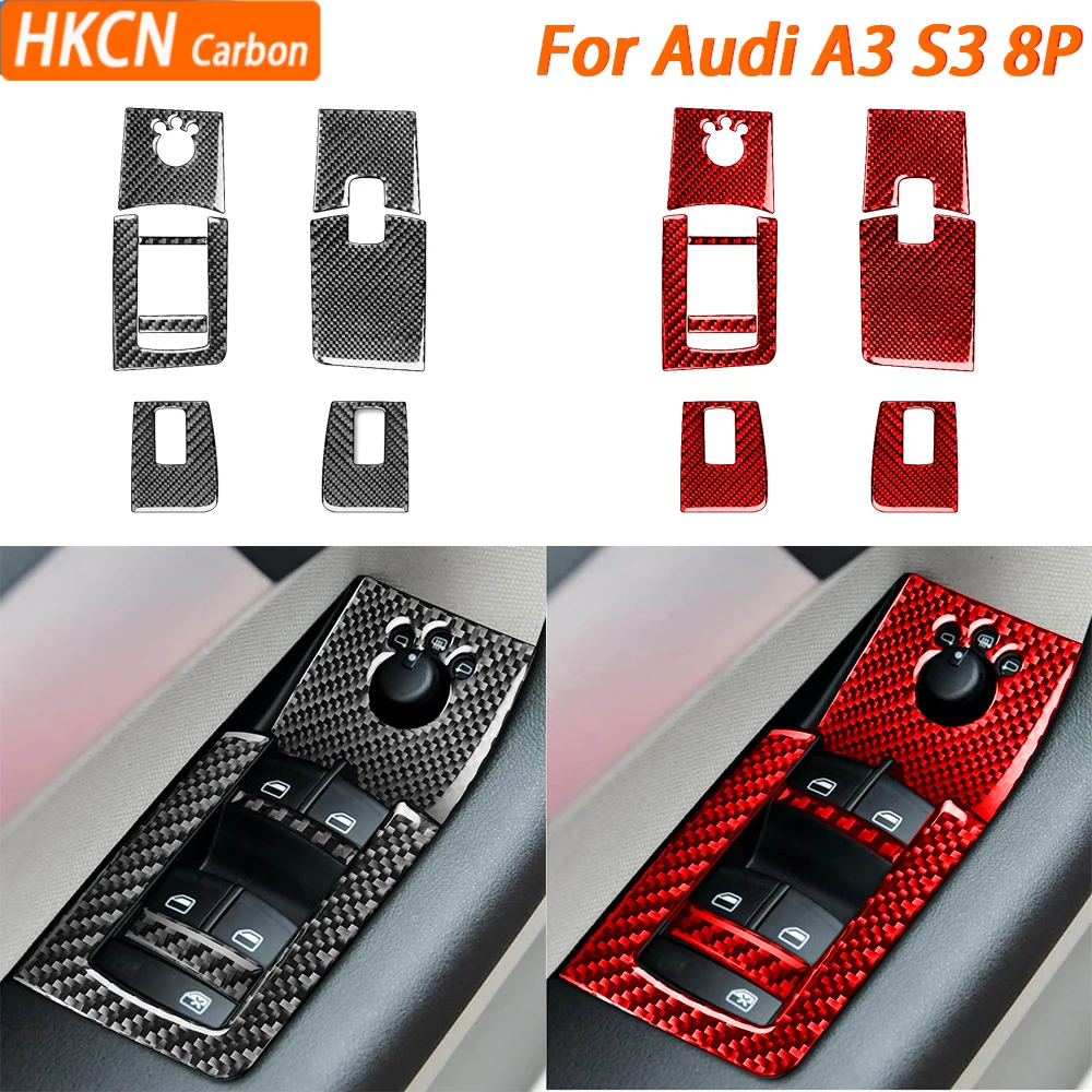 

Для Audi A3 S3 8P 2006 2007 автомобильные аксессуары из углеродного волокна, панель управления подъемом окна, отделка, внутренняя наклейка, модификация