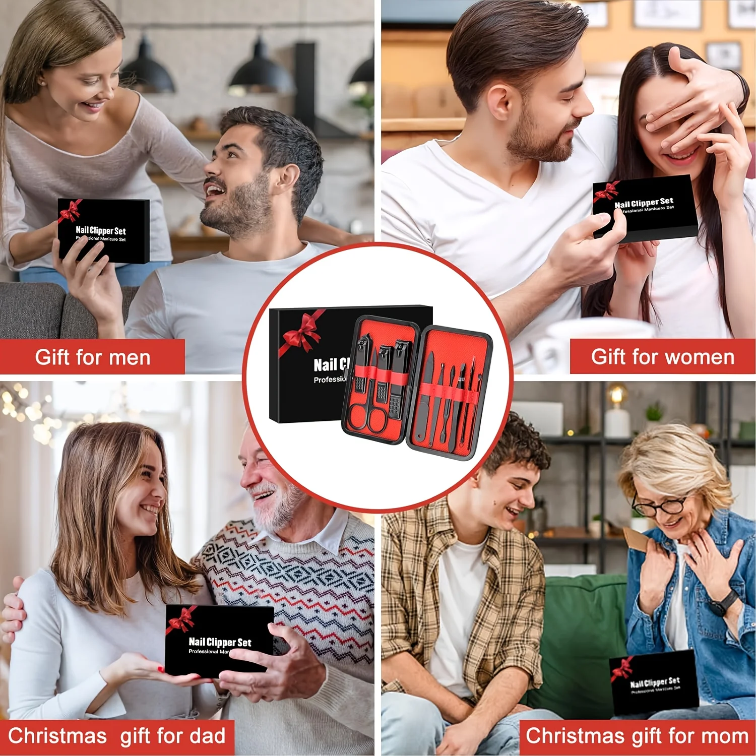 مجموعة واحدة من مجموعة العناية بالأظافر، اختيار الأذن، مقص أظافر بزاوية، مقص شعر الأنف، ملاقط، مجموعة مانيكير، هدية للجنسين، ضرورية للمنزل، هدية العيد