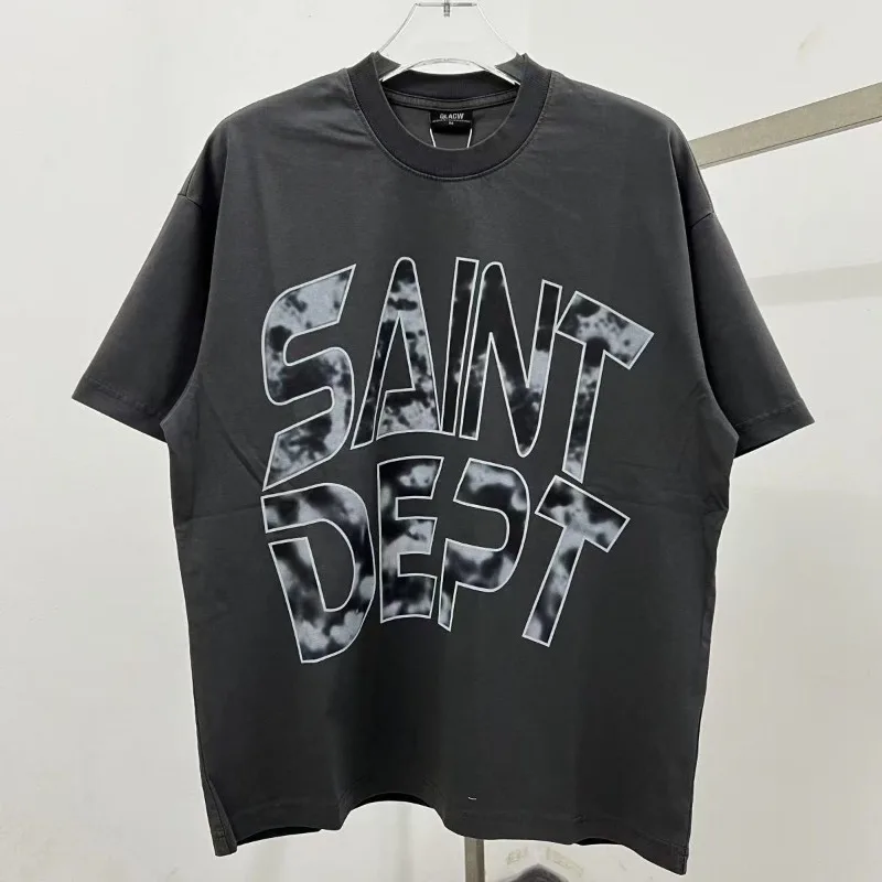 

American T-shirts High Quality NO.08 Printed Tshirt Summer Do Old Washed Men's Women's Cotton Short Sleeves Tee