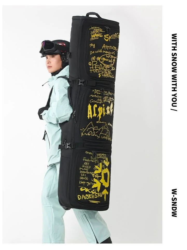 Wear Resistant Waterproof 900D Ski/Snowboard Bag Large Capacity Dry-Wet Separation Silent Wheels Beginner Adult/Child Multiple