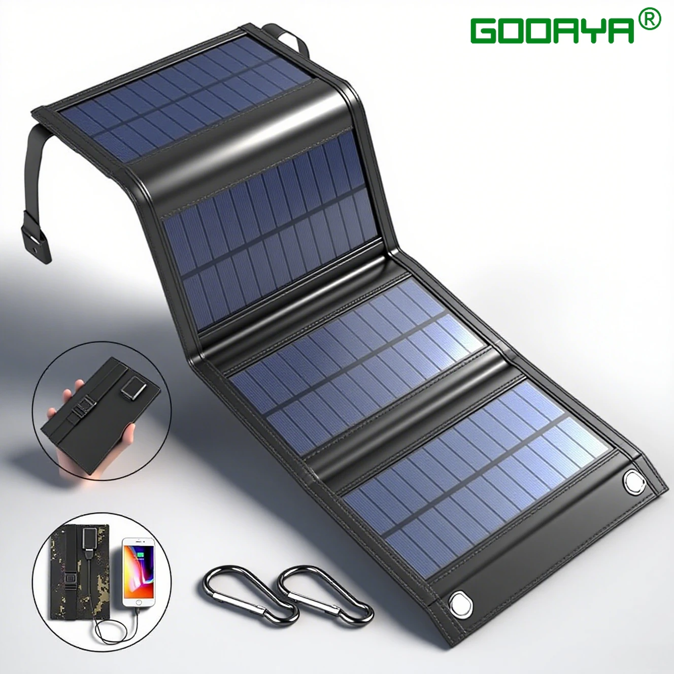 4 fois 100 W panneau solaire pliable 20 w/h panneaux solaires portables chargeur rapide USB 5 V DC panneau solaire plein temps alimentation mobile