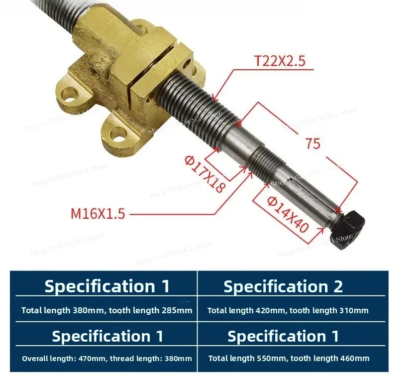 Lead Screw & Bronze Nut Y-Axis Longitudinal Feed for Surface Grinder 618, High Precision Machine Tool Replacement Parts