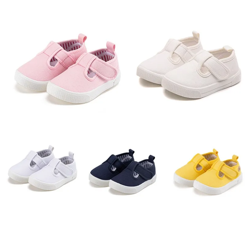 

Breathable Kids Canvas Shoes Velcro Boys Footwear Girls Casual Soft Sole Sneakers Baby Comfortable Toddler Shoes
