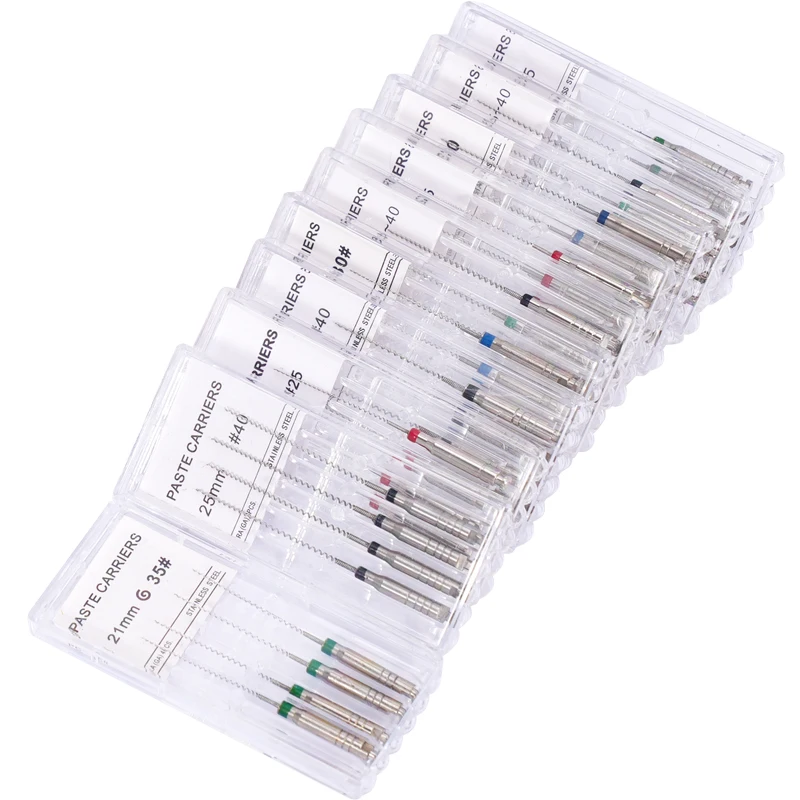 4pcs Dental Rotary Paste Carriers Spiral Filler Lentulo Assorted Engine Filling Paste Dentistry Material 21/25mm #25-40