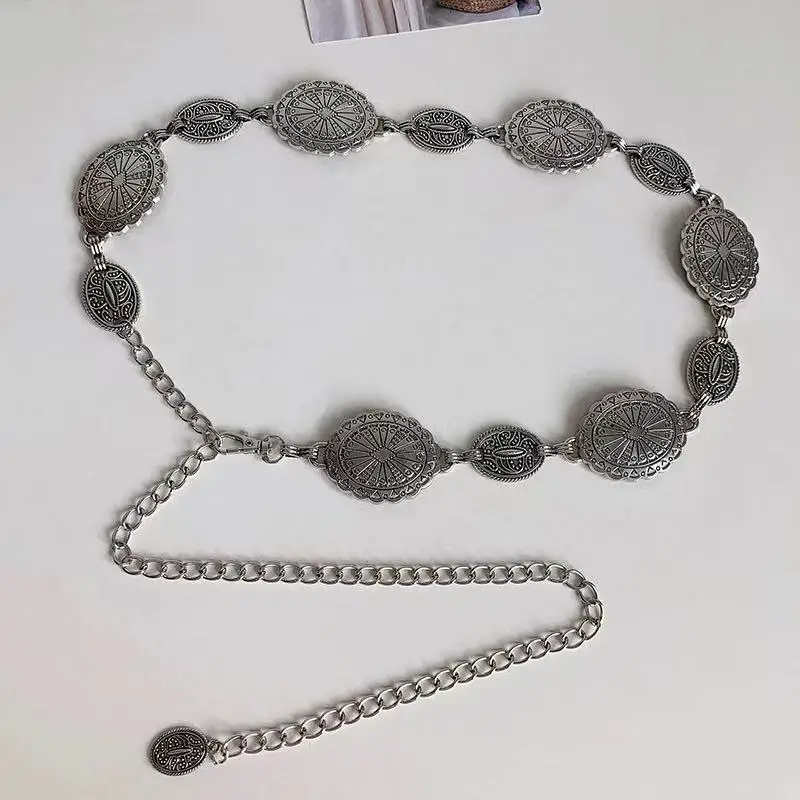 Cadena de cintura de metal plateado, vestido de gama alta, cadena de mariposa bohemia retro, cinturón y2k, accesorio para mujer