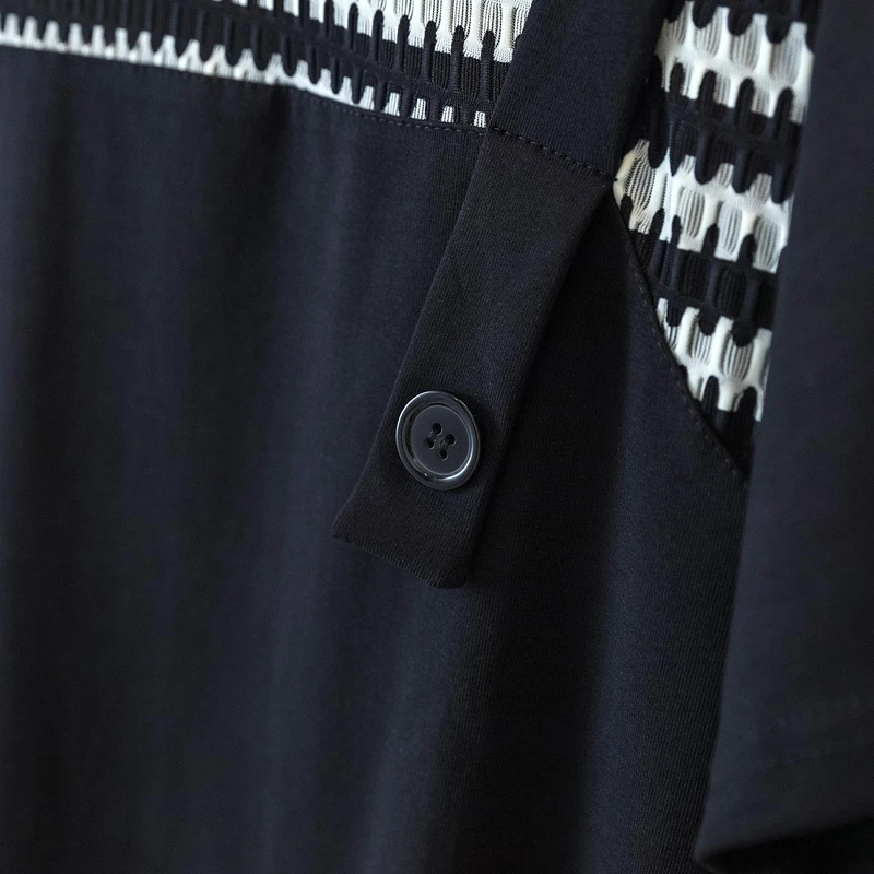 الصيف النساء كاذبة قطعتين تي شيرت 4XL الجولة الرقبة قصيرة الأكمام المرقعة الأعلى الفرنسية عارضة أزياء فضفاضة الإناث الأسود تيز