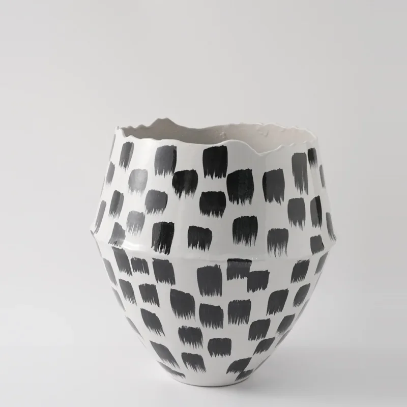 زخرفة مزهرية من السيراميك على شكل صدفة مصنوعة يدويًا، وعاء فخار على الطراز الصيني، زخرفة زهور مجففة #3