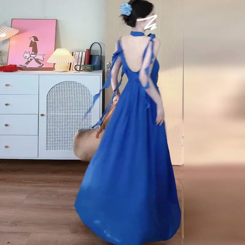 فساتين بلا أكمام للمرأة الذكرى الخريف شبكة مخرمة جوفاء شير الوهم إغراء مميزة فنية فريدة من نوعها الحديثة