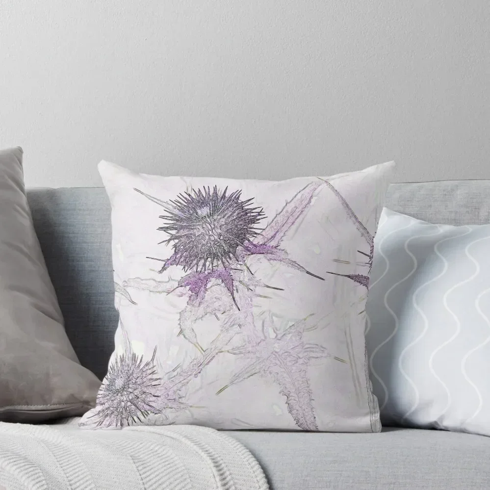 Purple thistle ink and watercolour style pop art Throw Pillow luxury sofa pillows Sofa Cushion Cusions Cover pillow