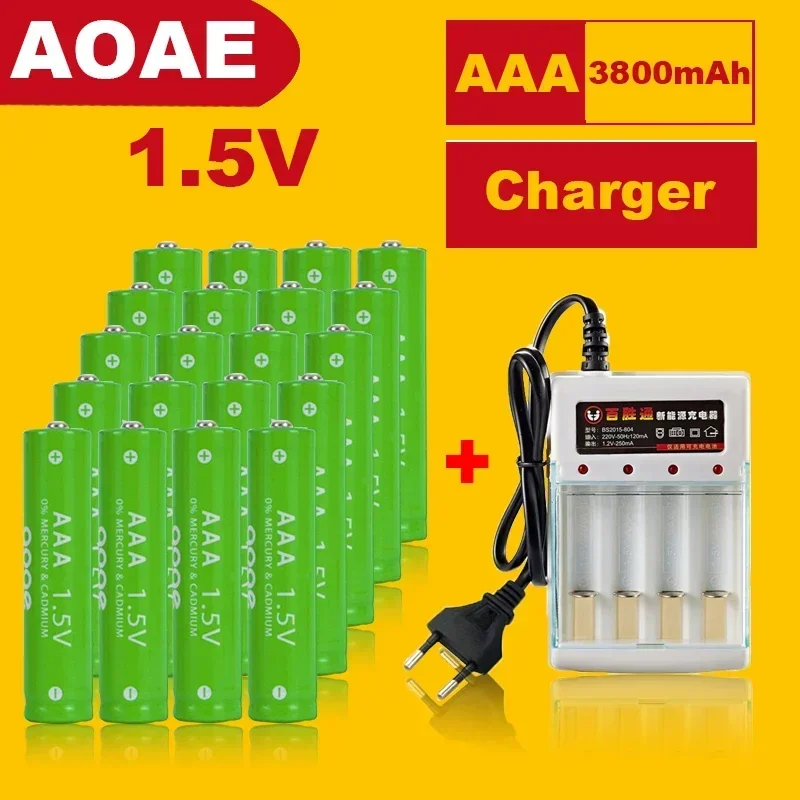 Fast charging 3800mAh 1.5V Alkaline AAA Rechargeable Battery for Remote Control Toy Battery Smoke Alarm with Charger Battery aaa