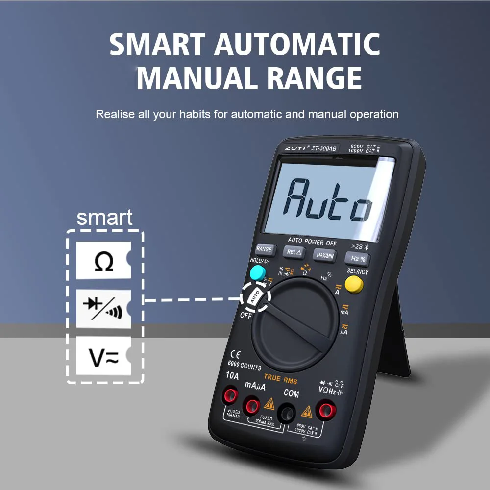 ZOYI Bluetooth APP Intelligent ZT-300AB intelligent digital high-precision multimeter anti-burn curve data monitoring intelligen