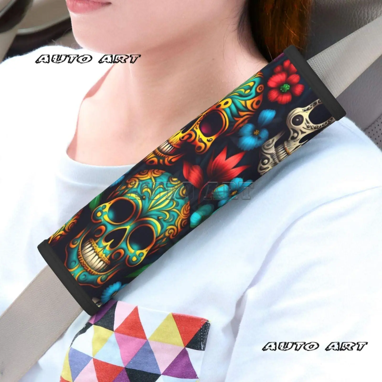 Sugars Skulls 2 PCS Car Seat Belt Pad Cover for Adults Suitable for Car Seat Belt Backpack Shoulder Bag