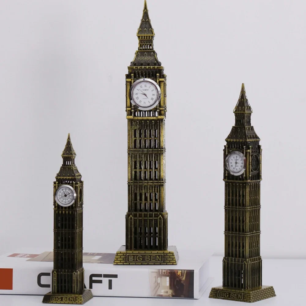Big Ben England Metal Building Model Ornament London Landmarks England Architectural Statue Sculptures Clock Tower Home Decor
