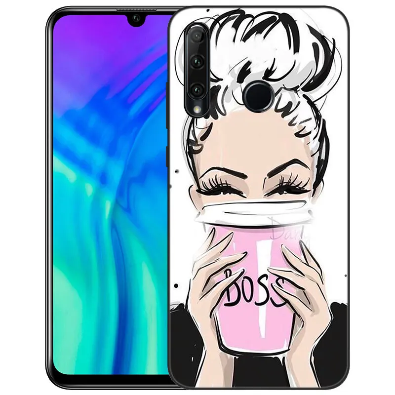 Princess Female Coffee Phone Case For Huawei Honor 7A 8A 9X 20 Pro 10X Lite 7S 8S 8C 8X 9A 9C 10i 20i 30i 20E 20S Black Cover