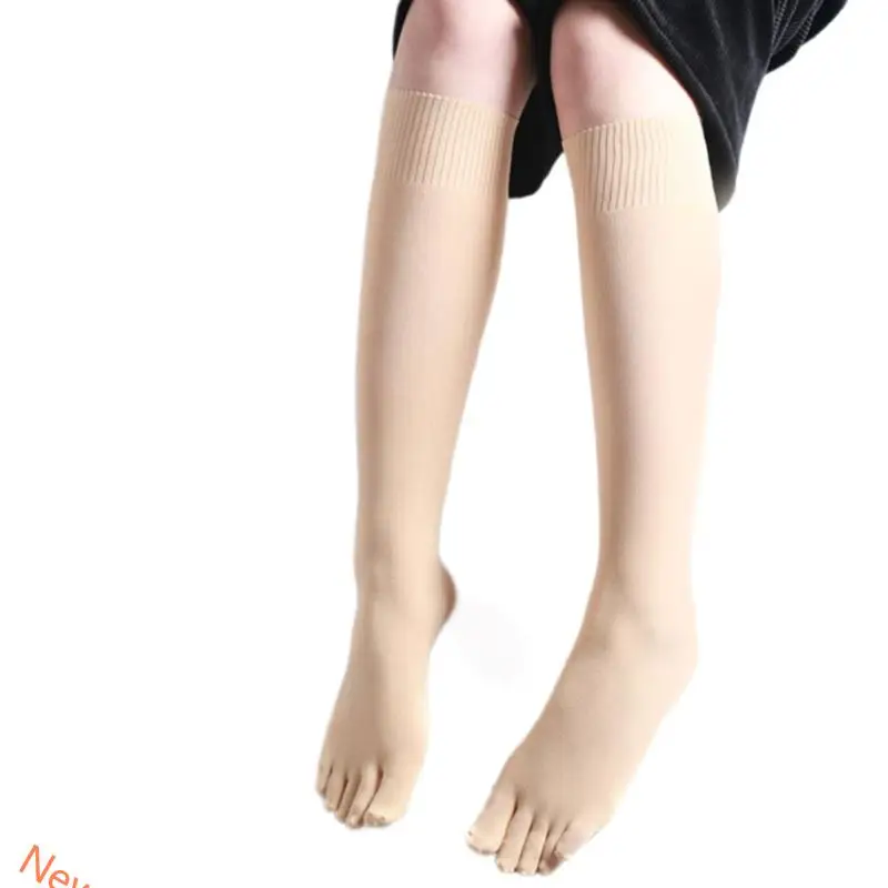 Meias elásticas do joelho dedão do dedo do joelho para mulheres coloras sólidas meias dedos