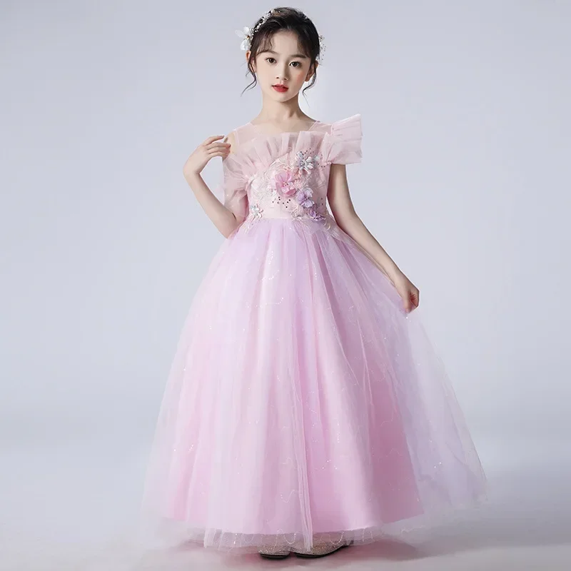 Bambini 2023 New girl's Princess Wedding Performance Evening bambina Summer children's Dress Fluffy Ski