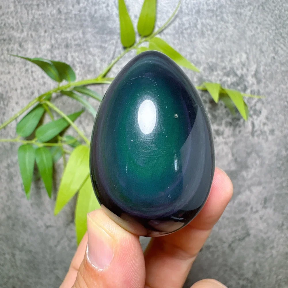 Œuf de Yoni en obsidienne naturelle sculpté à la main, arc-en-ciel, outil de méditation et de yoga pour le développement de l'intelligence émotionnelle et la pleine conscience chez la femme