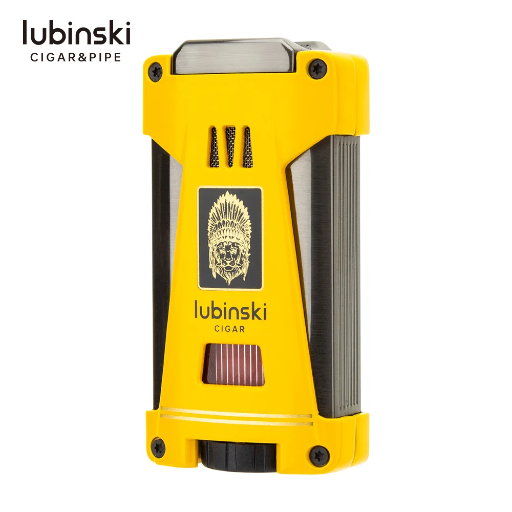 

Multi-functional 3 Flame Windproof Cigar Lighter with Hole Opener Cutter & Holder Stand Lubinski Factory
