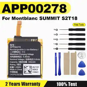 Bilashmart APP00278 340mAh High Quality Battery Montblanc SUMMIT S2T18 Watch Batteria + Free Tools