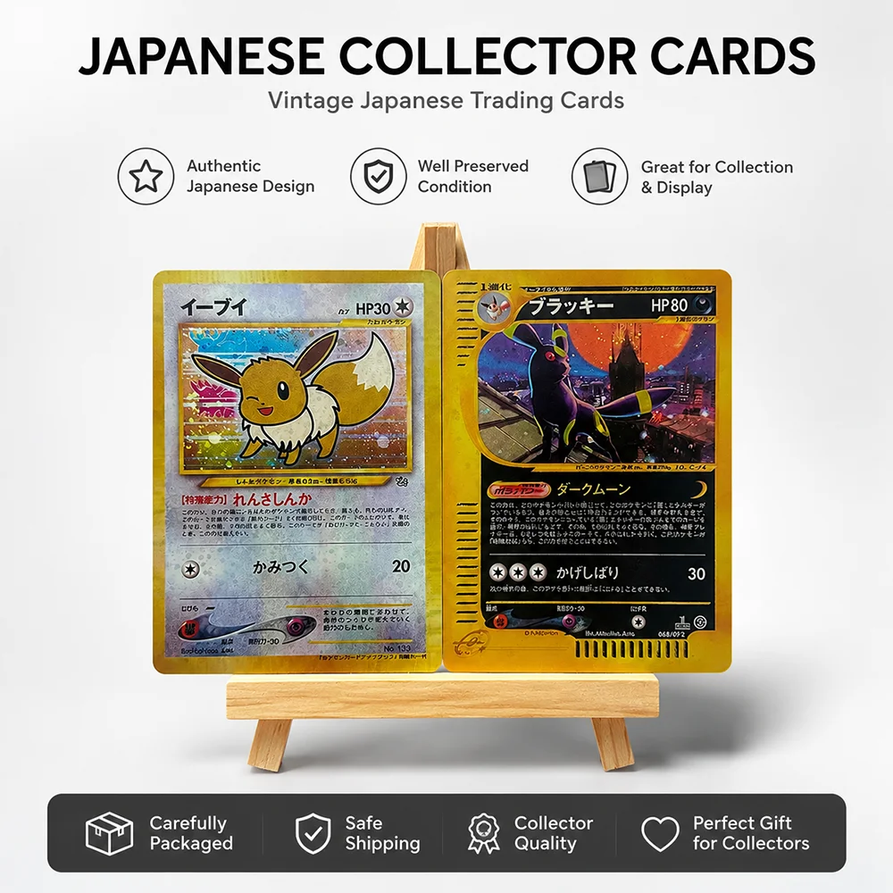 Anime PTCG Sammelkarten Eevee & Umbreon Alternative Art E-Serie Japanische Holo-Folie Sammel- und Kampfkarten Geschenk
