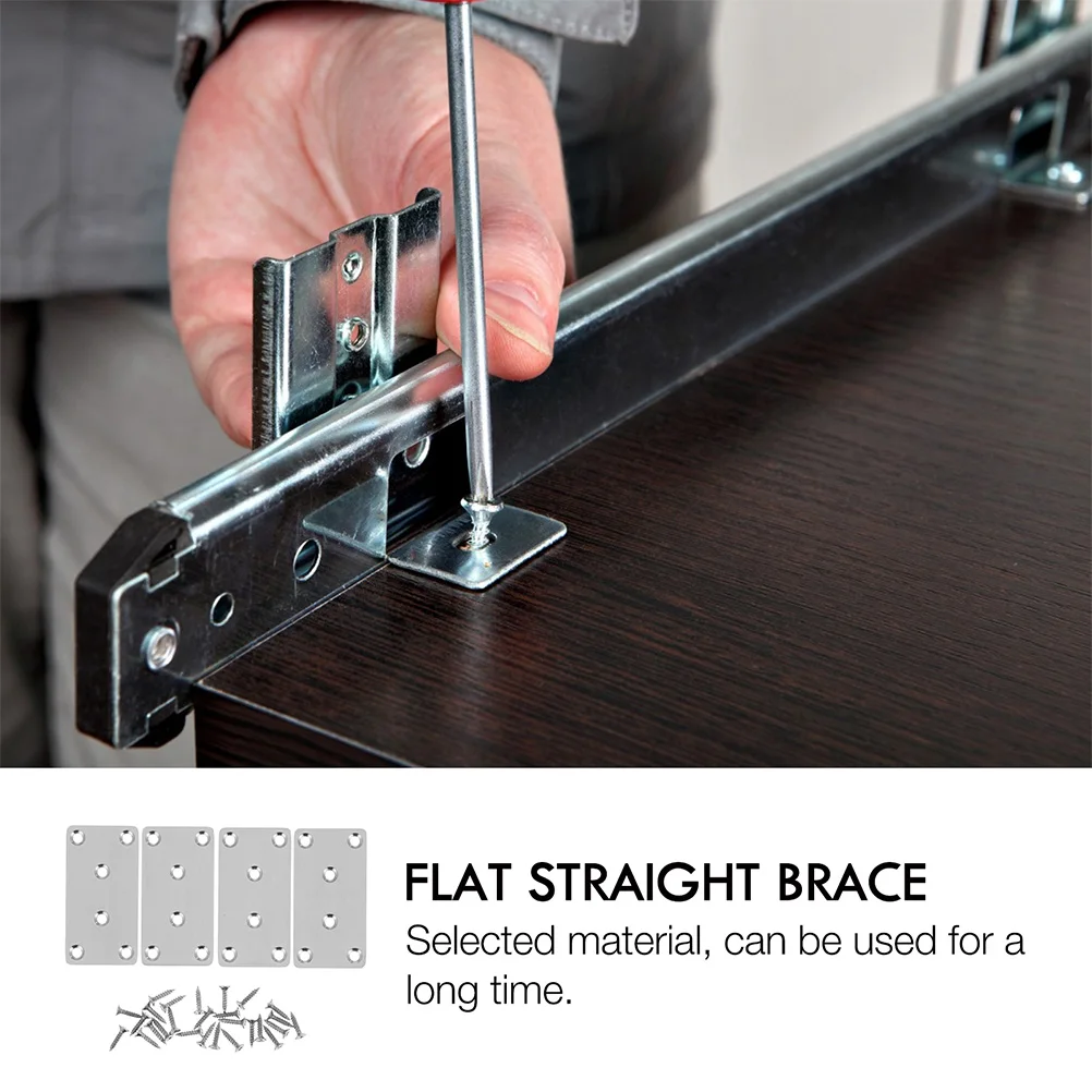 

6 Pcs Wood Stainless Steel Angle Iron Braces Small Brackets Flat Plate Straight Connecting