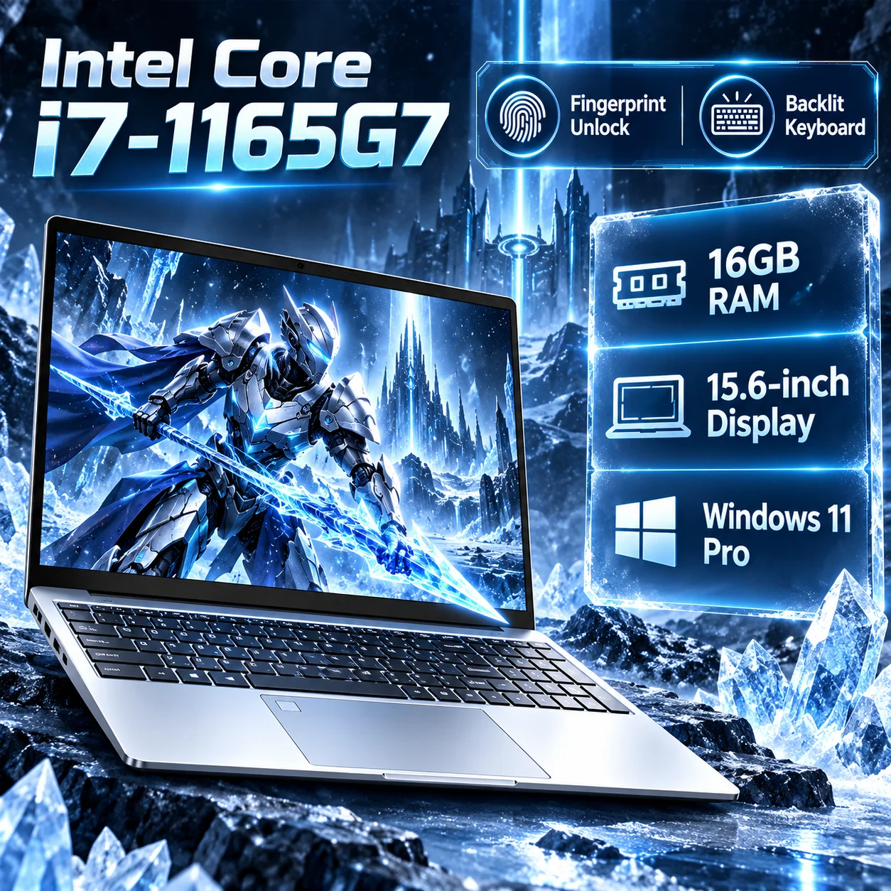 15.6' Laptop Computer Windows 11 Intel Core I7-1165G7 PC Gamer 16GB RAM Fingerprint Unlock Notebook Laptops Backlight Study