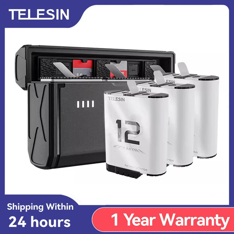 بطارية التحمل من TELESIN بقدرة 1750 مللي أمبير في الساعة لـ GoPro Hero 12 11 10 9 ملحقات GoPro صندوق بطارية اختياري لكاميرا GoPro 12 باللون الأسود #1