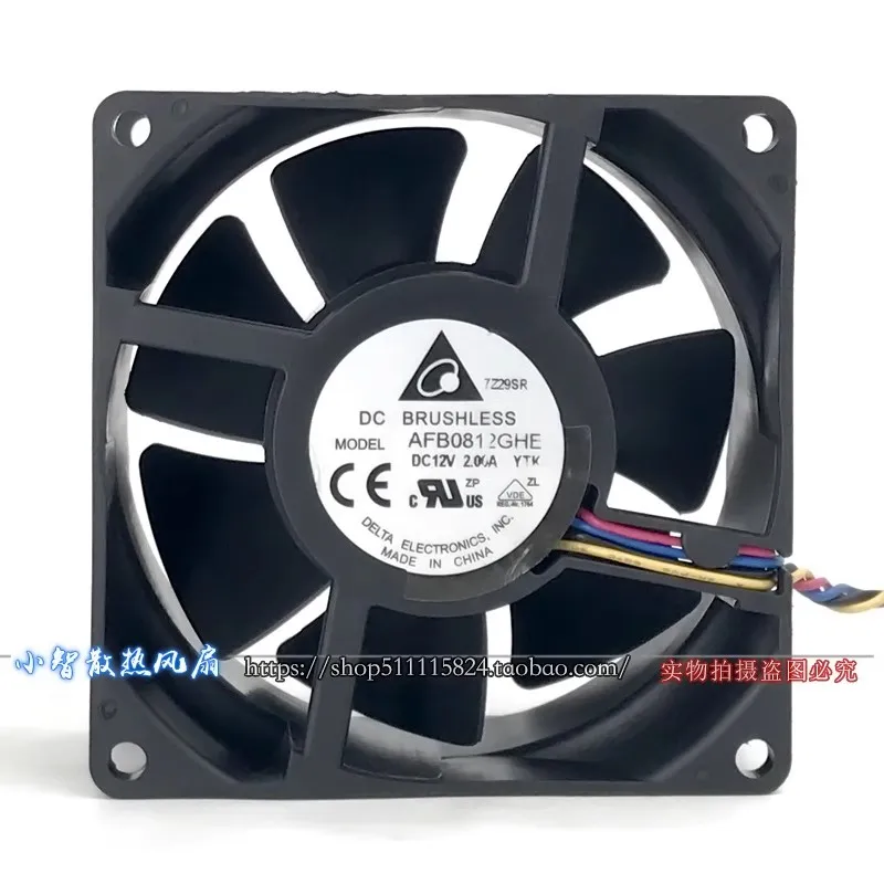 

New CPU Cooler Fan for Delta AFB0812GHE 12V 2.0A 8038 8CM Industrial High Air Flow Cooling Fan 80*80*38mm