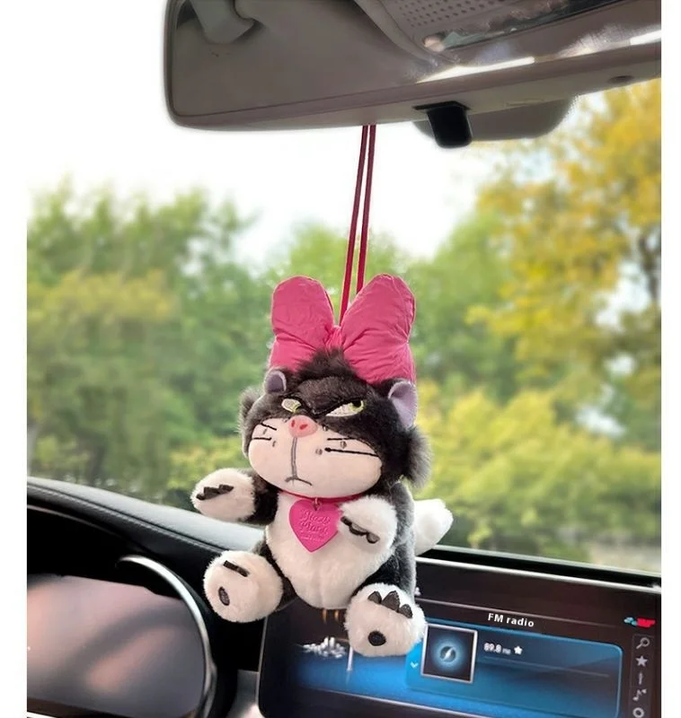 Car Pendant Cute Anime Lucy Cat Swing Auto Rear view Mirror Hanging Ornaments Interior Decoration Accessories for Girls Gifts