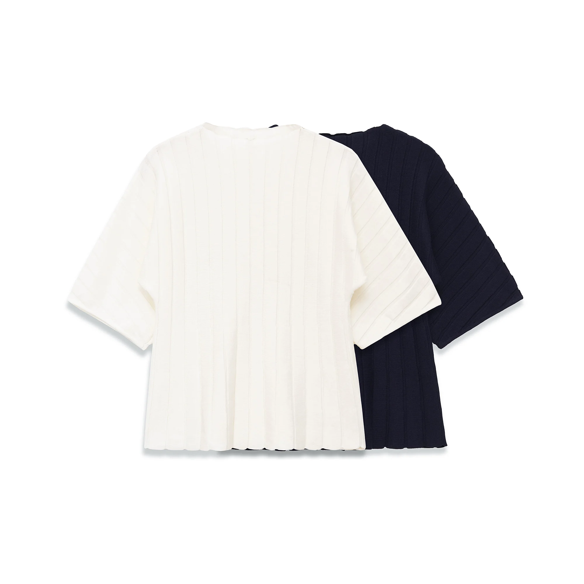 Damen-Oberteil Frühling 2026 Neuer Stil Einfarbiger Kurzarm-Pullover mit Puffärmeln und Taillenbund Gerippter Strickpullover