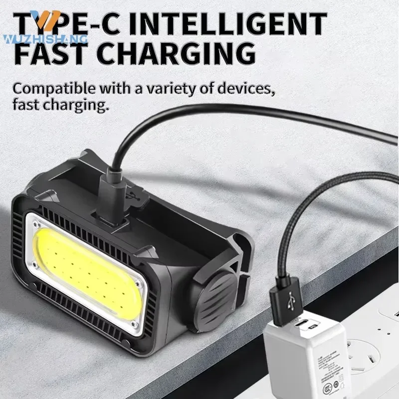 Camping COB Headlamp Type C Rechargeable 18650 Battery Waterproof Technology Adjustable Headband Professional Lighting System