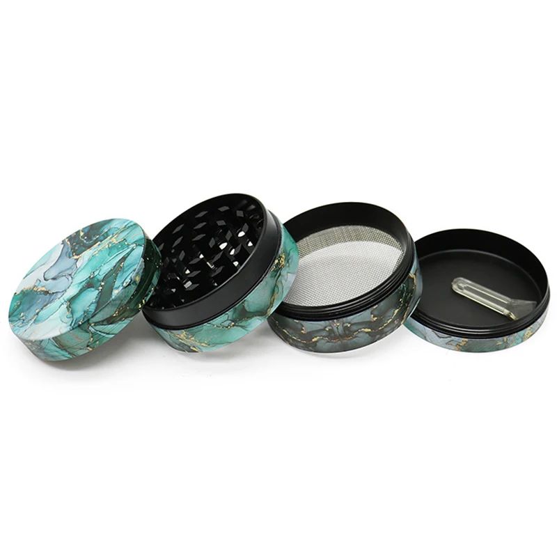 Newest 50mm Colorful Pattern Tobacco Grinder 4-layer Zinc Alloy Dry Herb Crusher Grass Grinders Spice Shredder Smoking Accessory