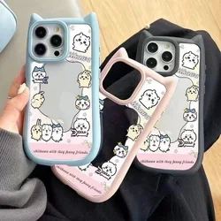 Cartoon Chiikawa Cute Cat Ear Phone Case For iPhone 16 15 14 13 12 11 Pro Max Transparent Shockproof Hard Acrylic Soft Bumper