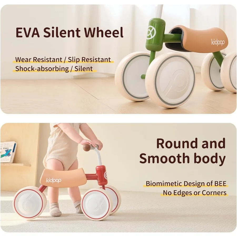 Baby loopfiets voor 1-jarige peuter kinderen rijden op speelgoed eerste verjaardagscadeau peuter eerste fiets (groen)