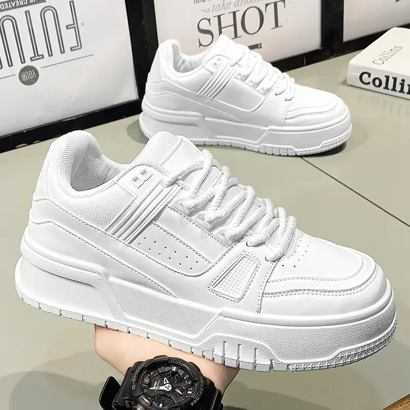 Four season popular leather casual shoes, bread shoes, board shoes, white shoes, student trendy shoes, men's shoes