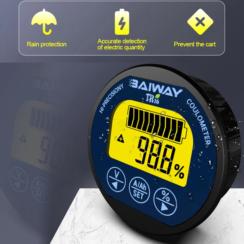 New TR16 8-120V Waterproof Battery Capacity Tester Voltage Current LCD Display with Memory Function Multifunctional Coulometer