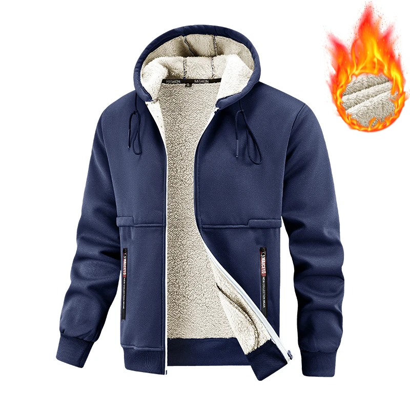 

Зимние мужские куртки на молнии, флисовые теплые ветрозащитные толстовки, тяжелый кардиган, повседневные спортивные толстовки, пальто с капюшоном, большие размеры