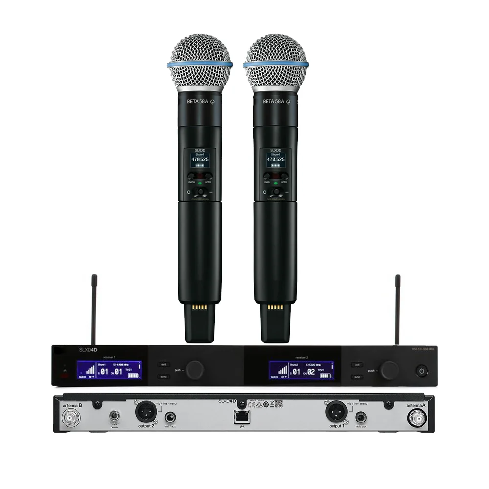 

SLXD4D BETA58A BETA87A KSM8 KSM9 microphone mic Two Dual channel Digital Wireless Receiver working range of 100 meters 328 feet