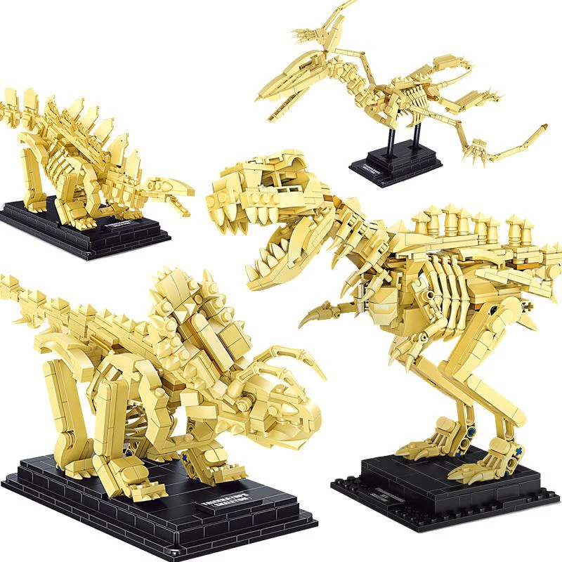 Jurassic Dinosaur Building Block Series Archaeological Skeleton Tyrannosaurus Rex Skeleton Model Children DIY Brick Toy Gift