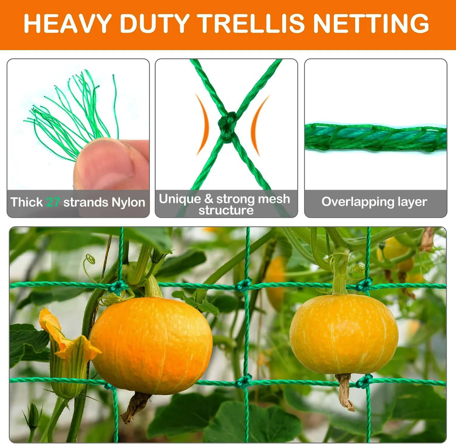 Plant Climbing Trellis Netting Multi Use Outdoor Garden Plant Support Net for Cucumber Fruits Tomato Vine Heavy Duty Lattice Net