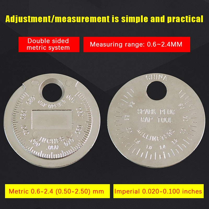 

Свеча зажигания монетного типа, диапазон 0,6-2,4 мм, индикатор свечи зажигания, инструменты для измерения, универсальные инструменты для системы зажигания автомобиля